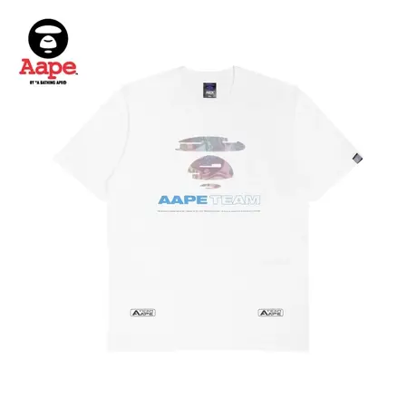 Aape旗舰店男装幻彩猿颜字母印花电竞休闲短袖T恤1004XXJ商品大图