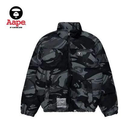 Aape旗舰店男装秋冬经典迷彩字母刺绣休闲面包羽绒服外套7557XBJ图片