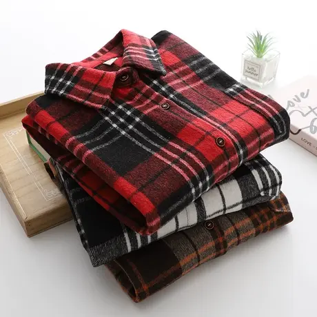 秋冬毛呢格子衬衫女秋冬新款复古港味宽松百搭打底磨毛上衣女外套图片