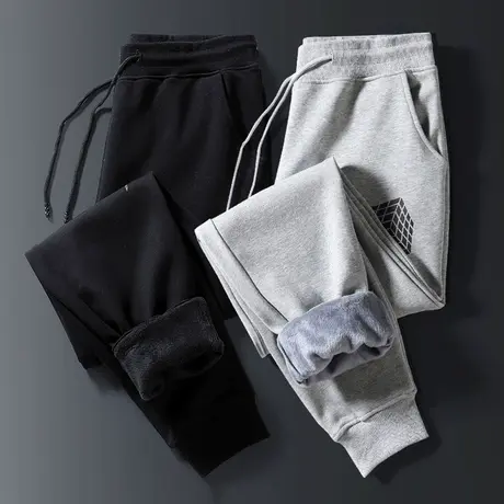 秋冬季加绒加厚男裤子2023新款潮运动卫裤男士休闲裤宽松束脚哈伦商品大图