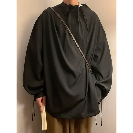 暗黑系山本耀司风格冲锋衣设计感卫衣男宽松慵懒风新中式改良外套图片