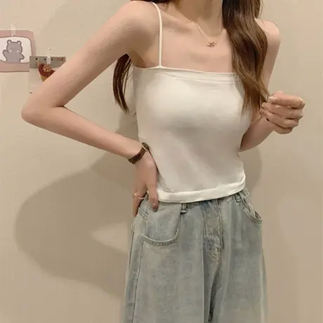 美背背心女外穿夏季2024新款修身打底内搭辣妹短款针织小吊带上衣图片