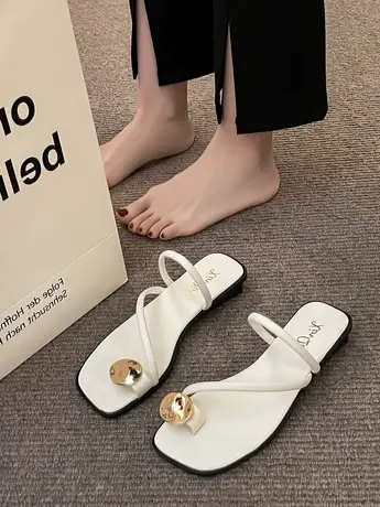 法式设计感小众沙滩罗马凉鞋网红爆款套趾拖鞋女夏季外穿坡跟凉拖商品大图