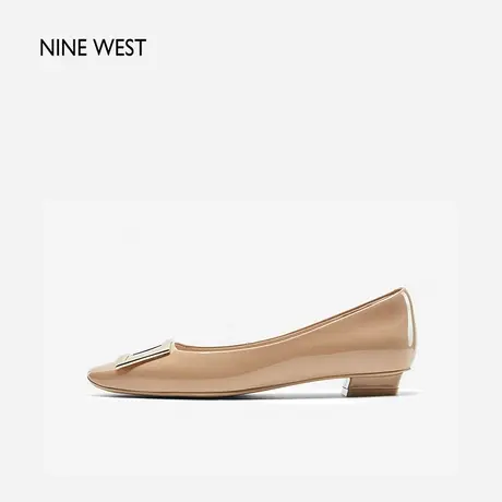 Nine West/玖熙平底方头单鞋女2025夏季新款上班通勤真皮法式女鞋商品大图