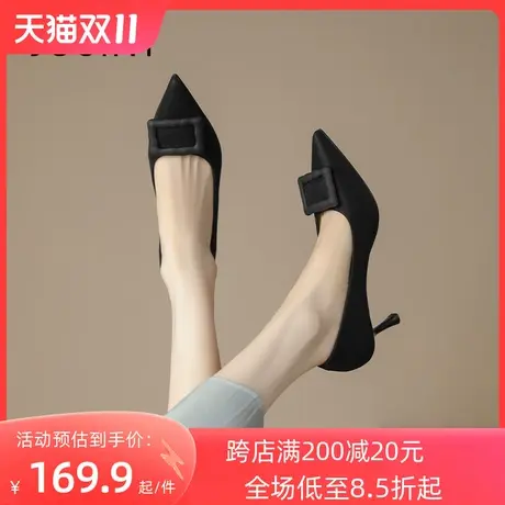 卓诗尼2023秋季新款尖头单鞋时尚舒适高跟鞋潮流百搭气质时装鞋女商品大图