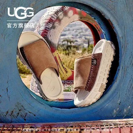 UGG夏季男女同款舒适露趾休闲厚底轮胎底拖鞋明星同款 1152680图片