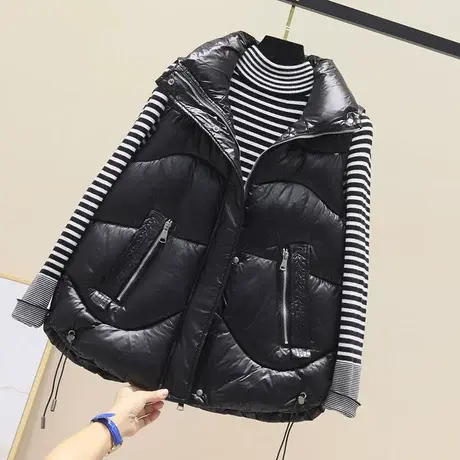 亮面羽绒棉马甲女2023年秋冬新款网红时尚潮流背心外穿坎肩外套潮商品大图