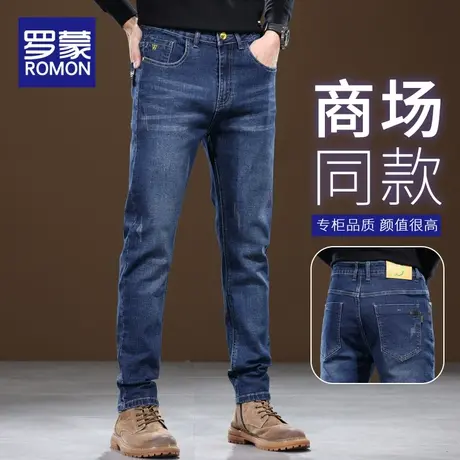 罗蒙秋季牛仔裤男修身小脚裤2023新款男士休闲长裤潮牌春秋款裤子商品大图