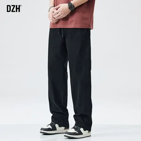 男士黑色裤子男款休闲秋季纯棉2023新款直筒休闲裤宽松工装裤百搭商品大图