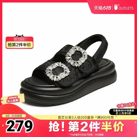 百思图2025夏季新款休闲凉鞋时尚小香风厚底休闲女凉鞋BP825BL5图片