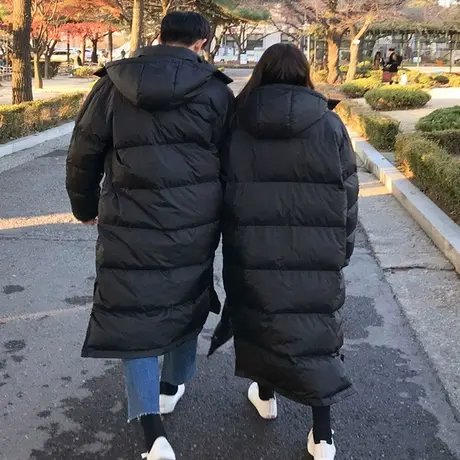 新款情侣棉衣男女通穿过膝长款韩版宽松大码加厚面包棉服保暖棉袄图片