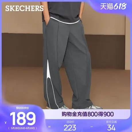 斯凯奇2025年新款夏季男装宽松撞色直筒裤长裤梭织运动休闲运动裤商品大图