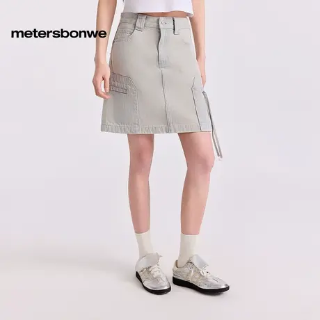 【蜜蜂心愿社】美特斯邦威半身裙女2025夏新款百搭中腰牛仔半裙ZZ图片