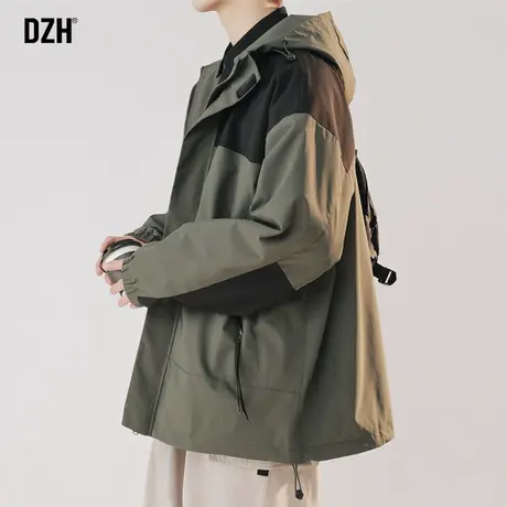 男士登山服冲锋衣外套男秋季潮牌宽松连帽夹克美式情侣高级感衣服商品大图