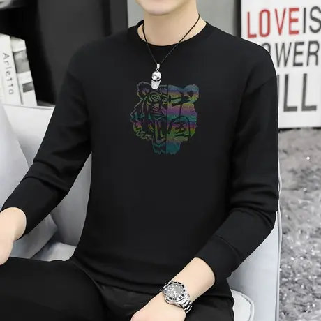 重磅纯棉卫衣男秋冬款加绒加厚摇粒绒无帽上衣服中国潮流圆领长袖商品大图