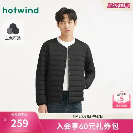 热风2025年冬季新款男士圆领轻薄羽绒服商品大图