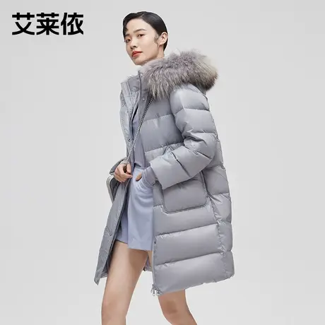 艾莱依羽绒服女款新款冬季中长款大毛领高端大牌防风保暖爆款外套图片