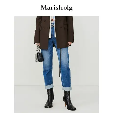 【休闲系列】玛丝菲尔冬季蓝色云朵棉水洗工艺直筒牛仔裤图片