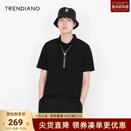 TRENDIANO春夏季新款官方潮牌男装短袖翻领t恤美式小众刺绣Polo衫商品大图