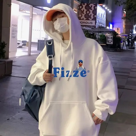 美式重磅连帽加绒卫衣男春秋款ins潮牌宽松男装高街oversize外套图片