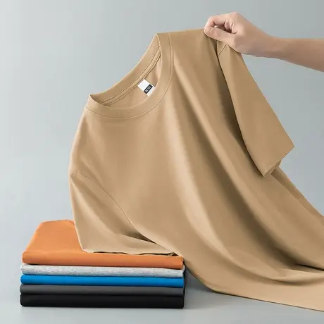 短袖t恤男夏季冰丝凉感sorona纯色圆领上衣服半袖抗菌体恤打底衫商品大图