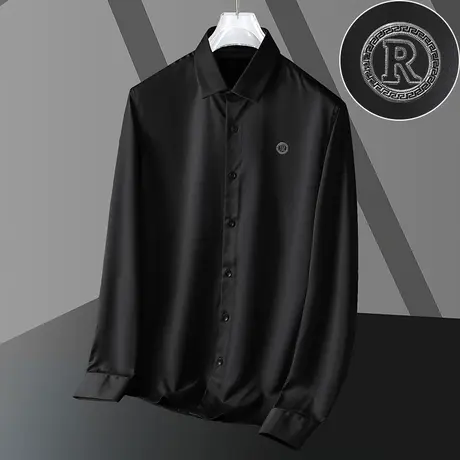 男士衬衫长袖春秋季免烫抗皱黑衬衣高级感轻熟风商务正装休闲寸衫商品大图