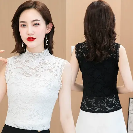 芙黛怡卫衣配西服外套高档假领子防走光2022新款女蕾丝打底衫衬衣商品大图