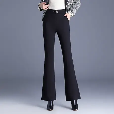 黑色通勤喇叭裤女秋冬2023新款高腰显瘦微喇西装裤垂感休闲长裤子商品大图