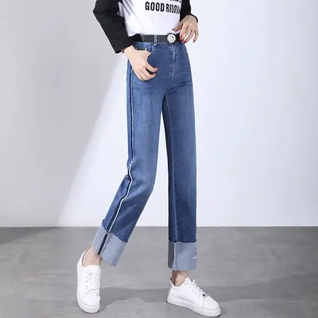 小个子直筒牛仔裤女春季2023新款高腰显瘦减龄百搭时尚九分休闲裤图片