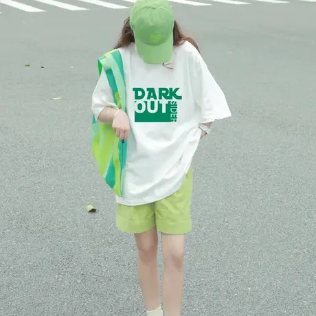 胖mm大码美式t恤女oversize复古卡通情侣短袖ins潮仿棉圆领上衣夏商品大图