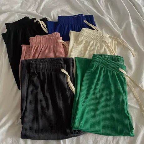 蛇骨纹阔腿裤垂感高腰女夏季新款长裤拖地宽松薄款直筒冰丝休闲裤图片