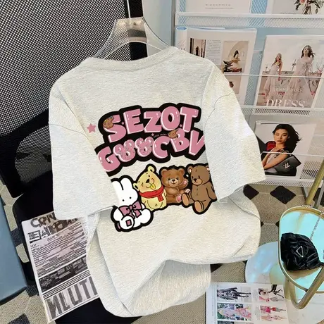 t恤女夏外贸大码宽松纯棉短袖美式hiphop潮牌情侣休闲百搭上衣ins商品大图