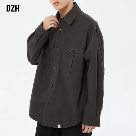 男士休闲外套男秋季宽松潮牌男装2023新款工装翻领夹克衫纯棉上衣商品大图