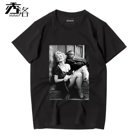 秀洛欧美街头玛丽莲梦露联名2pac短袖嘻哈说唱宽松大码T恤体恤潮商品大图