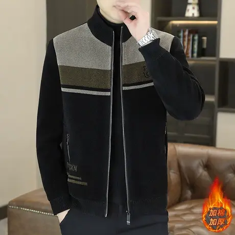 2023秋冬款加棉厚款男士金貂绒夹克立领保暖呢子上衣外套青年休闲商品大图