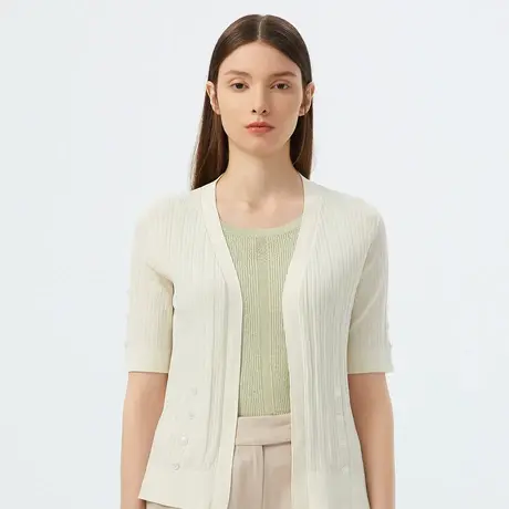 Lancy/悦朗姿女装夏新休闲针织开衫外套女薄款商场同款正品奥莱商品大图