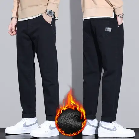 冬季2024新款加绒加厚直筒防风裤秋冬款男士加棉抗寒休闲裤子男装商品大图
