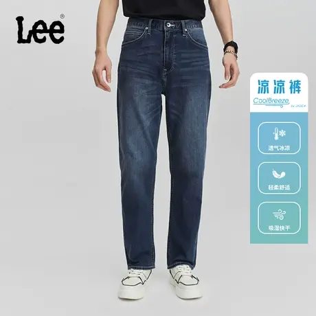 Lee商场同款24春季新品753舒适直脚精玉透凉中蓝色男牛仔裤凉凉裤图片