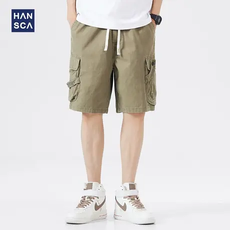 汉斯卡工装短裤男夏季潮牌外穿五分裤潮流美式宽松大码复古休闲裤商品大图