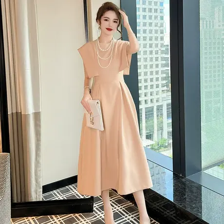 洋气时髦遮肚子背心连衣裙2023新款赫本收腰通勤休闲无袖a字长裙图片