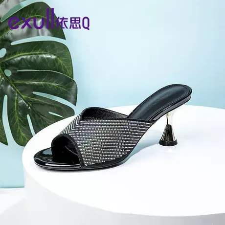 依思Q凉拖鞋女2023年秋季新款仙女舒适风外穿细跟鞋凉鞋罗马鞋图片