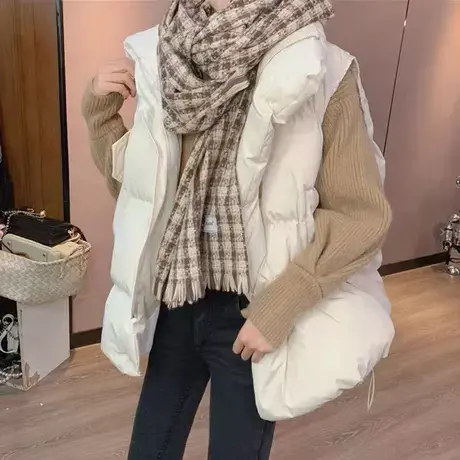 羽绒棉马甲女2023年秋冬季韩版宽松大码短款坎肩棉服背心外搭马夹商品大图
