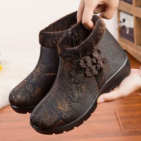 70岁妈妈棉靴老北京布鞋女冬季老太太棉鞋冬季老人加绒加厚妈妈鞋商品大图