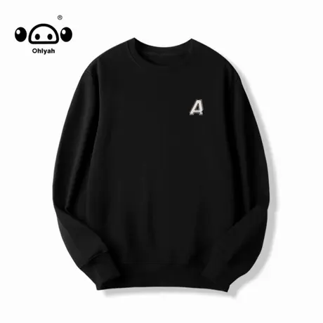 Ohlyah潮牌ins胸花卫衣女oversize嘻哈宽松印花大码圆领套头衫商品大图