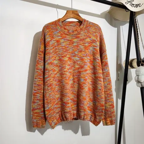 温柔渐变混色毛衣女套头秋冬新款韩版宽松休闲内搭针织衫上衣外穿图片