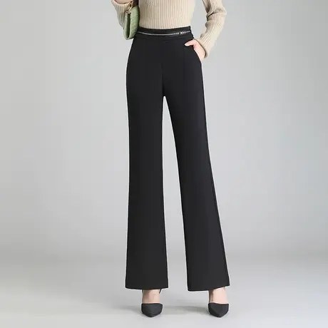 黑色直筒微喇裤女秋季2023新款气质高腰西装长裤子垂感显瘦休闲裤商品大图