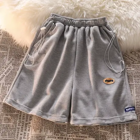 短裤女夏季薄款宽松小个子阔腿裤高腰显瘦直筒中裤休闲运动五分裤图片