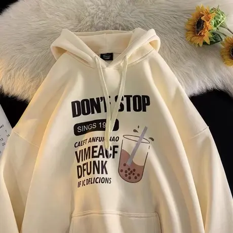 ins超火春秋冬加绒加厚卫衣女学生宽松潮韩版慵懒风chic上衣外套图片