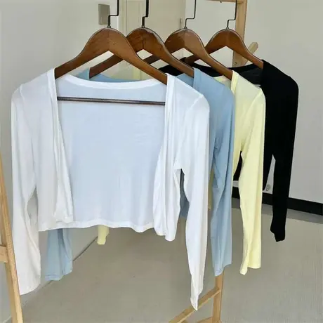 莫代尔短款薄款防晒衫开衫女小外套夏季温柔气质纯色百搭空调衫潮商品大图