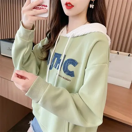 早秋装连帽卫衣女春秋季韩版宽松大码带帽百搭学生小个子薄款外套图片